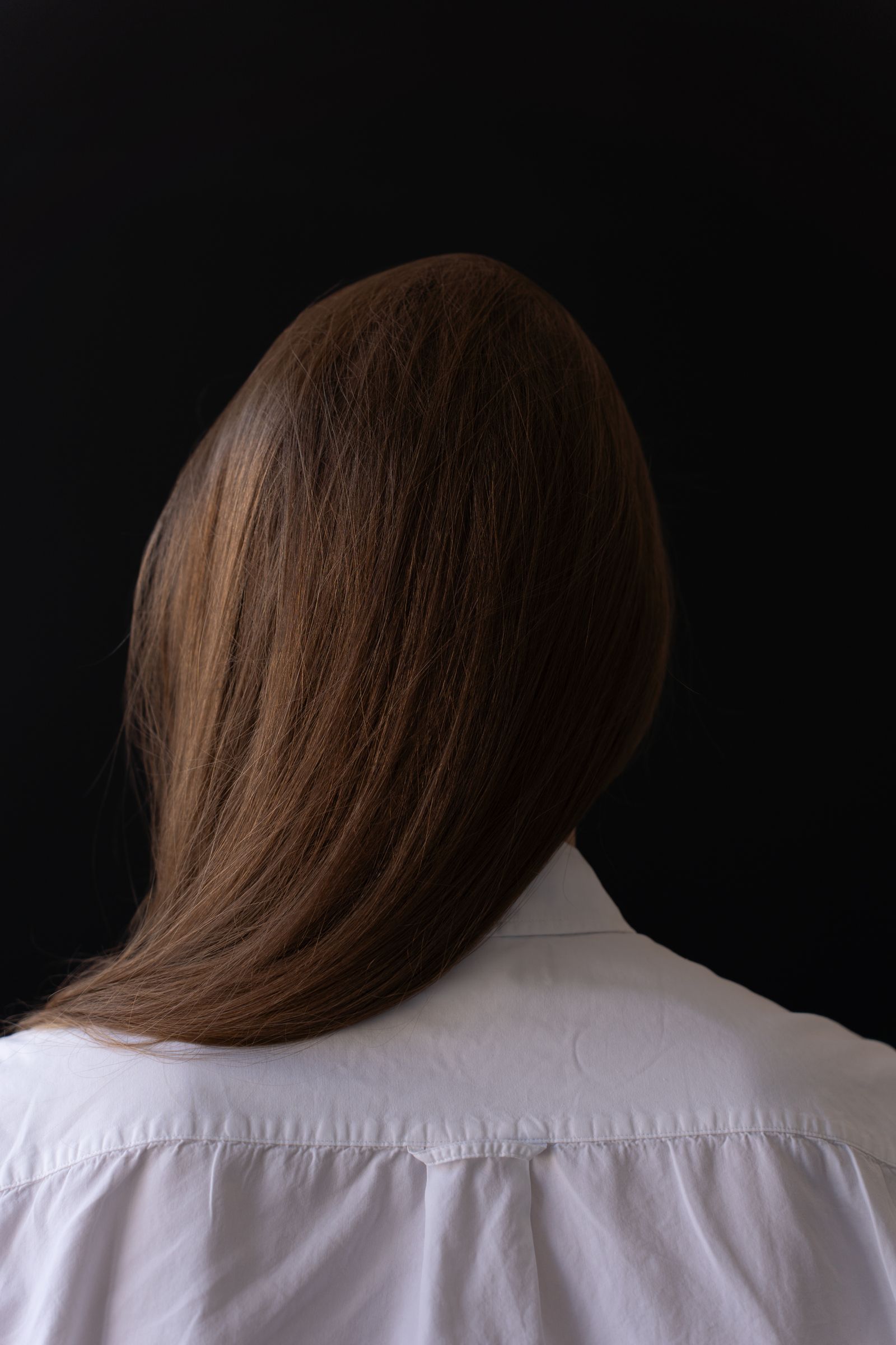Cabelo castanho longo e brilhante fotografado de costas